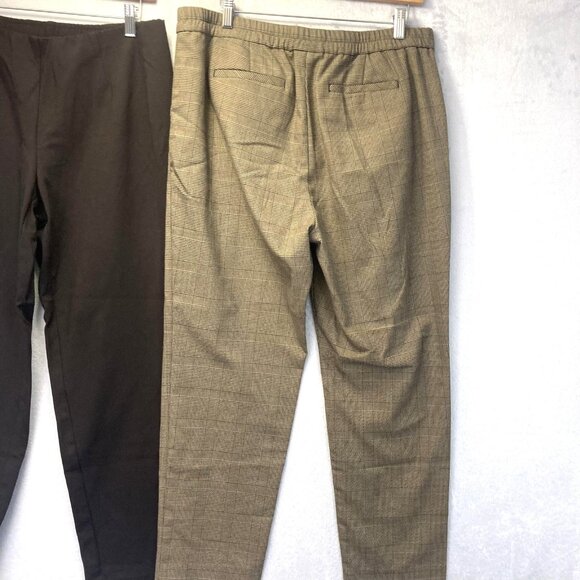 J. Jill Lot of 2 Pants Womens Medium Solid Ponte Slim Leg Brown + Glen Plaid - Picture 2 of 16